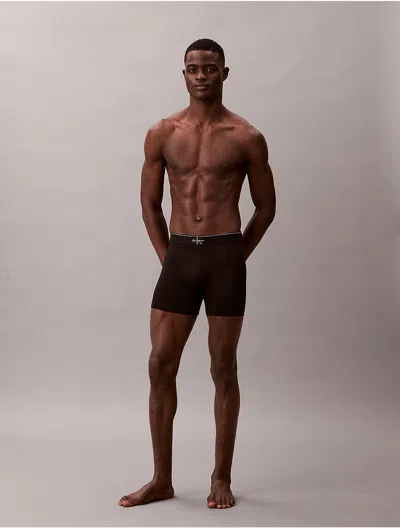 Calvin Klein Men's Graphic Monogram Microfiber Stretch Boxer Brief In Black