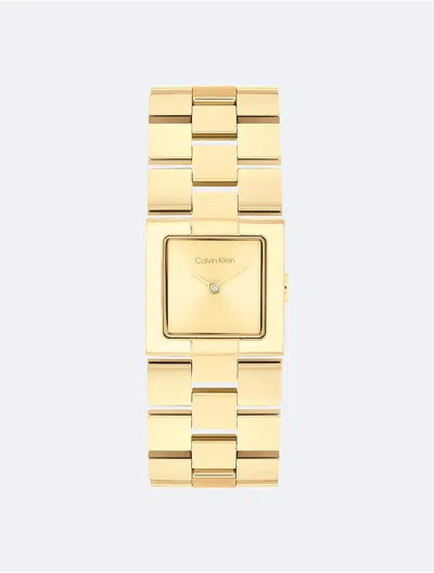 Calvin Klein Men's Grid Link Bracelet Watch In Gold