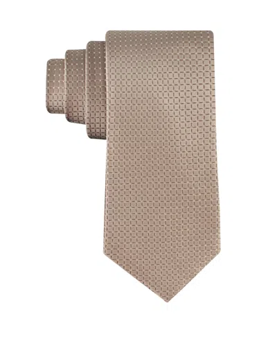 Calvin Klein Men's Grid Pattern Silk Tie In Brown