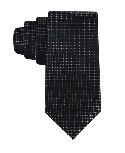 Calvin Klein Men's Grid Pattern Silk Tie In Metallic