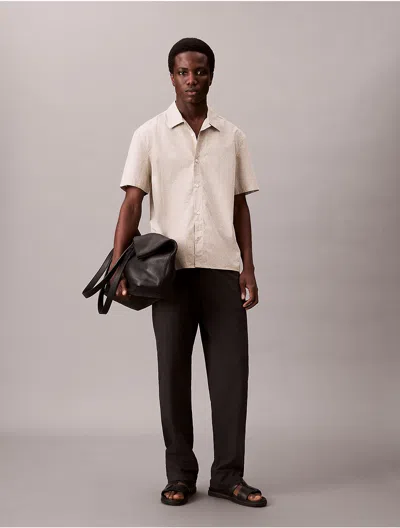 Calvin Klein Men's Grid Print Relaxed Button-down Shirt In Neutral