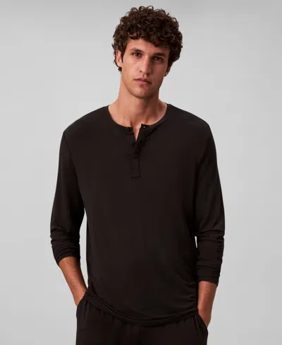 Calvin Klein Men's Henley Neck Sleep Top In Black