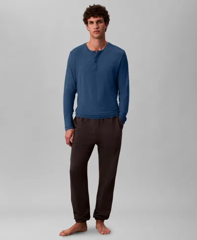 Calvin Klein Men's Henley Neck Sleep Top In Blue