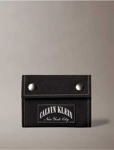 Calvin Klein Men's Heritage Crest Trifold Wallet In Black