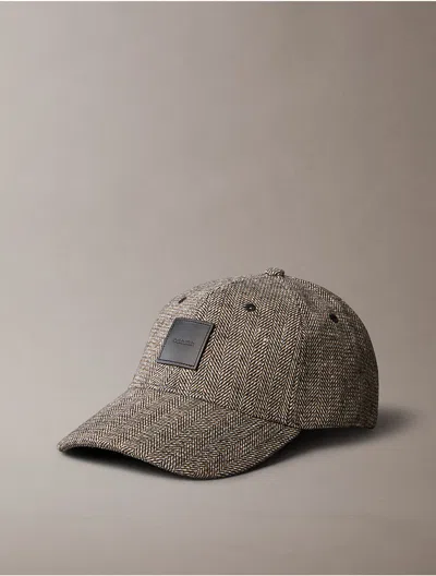 Calvin Klein Men's Herringbone Baseball Cap In Brown