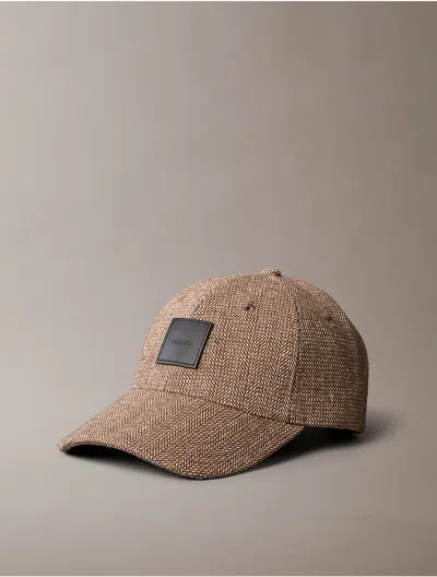 Calvin Klein Men's Herringbone Baseball Cap In Brown