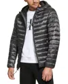 Calvin Klein Men's Big & Tall Packable Down Hooded Puffer Jacket, Created For Macy's In Granite Iridescent
