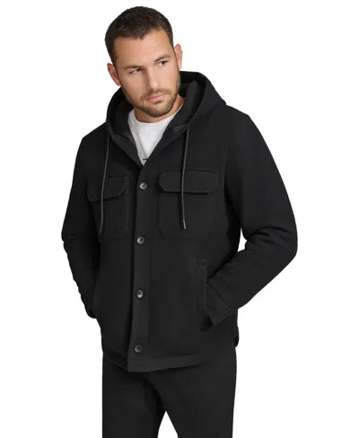 Calvin Klein Men's Hooded Shirt Jacket In Black