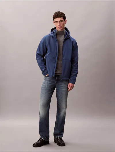 Calvin Klein Men's Hooded Softshell Zip Jacket In Blue