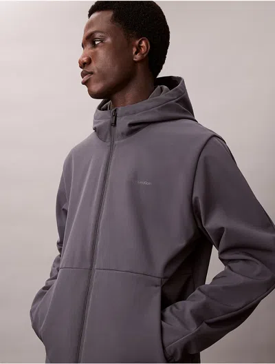 Calvin Klein Men's Hooded Softshell Zip Jacket In Gray