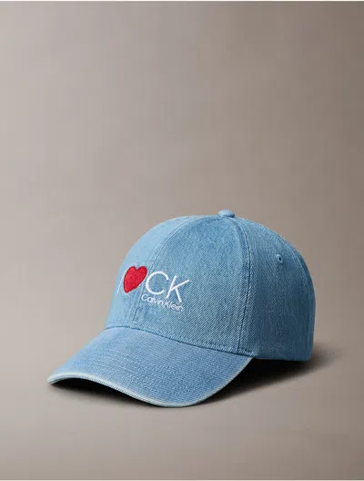 Calvin Klein Men's I Love Ck Graphic Denim Cap In Blue