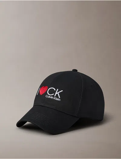Calvin Klein Men's I Love Ck Graphic Twill Cap In Black