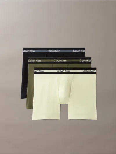 Calvin Klein Men's Icon Active Mesh 3-pack Boxer Brief In Black/olive Night/white Jade