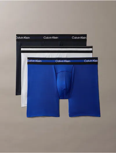 Calvin Klein Men's Icon Active Mesh 3-pack Boxer Brief In Dark Sapphire/cobalt/harbor Mist