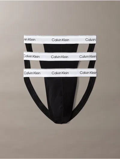 Calvin Klein Men's Icon Cotton Stretch 3-pack Jock Strap In Black