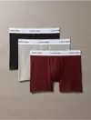 Calvin Klein Men's Icon Cotton Stretch 3-pack Low Rise Trunk In Burgundy