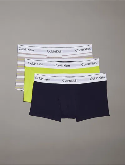 Calvin Klein Men's Icon Cotton Stretch 3-pack Low Rise Trunk In Blue
