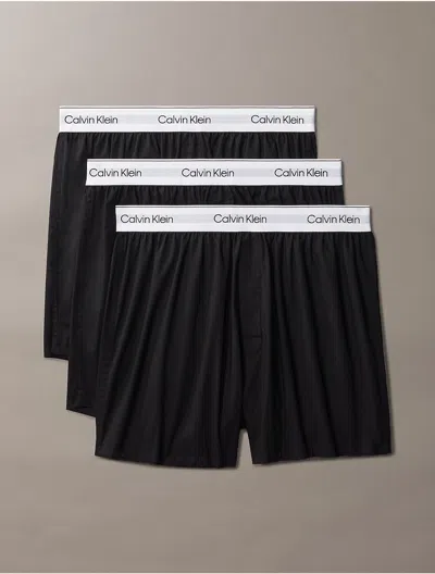 Calvin Klein Men's Icon Cotton Stretch 3-pack Slim Boxer In Black