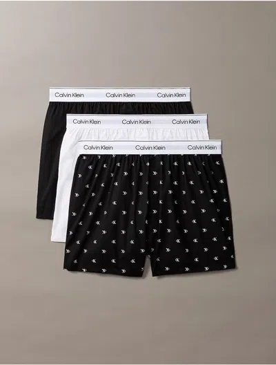 Calvin Klein Men's Icon Cotton Stretch 3-pack Slim Boxer In Black