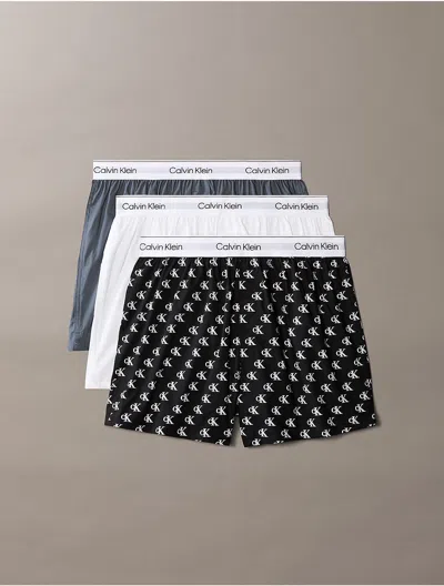 Calvin Klein Men's Icon Cotton Stretch 3-pack Slim Boxer In Turbulence Multi