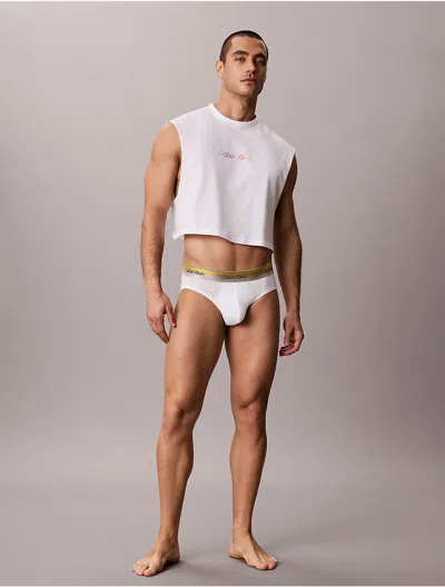Calvin Klein Men's Icon Cotton Stretch Pride Hip Brief In White