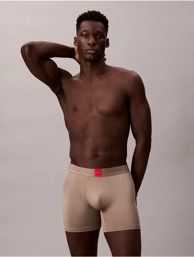 Calvin Klein Men's Icon Logo Graphic 3-pack Boxer Brief In Brown