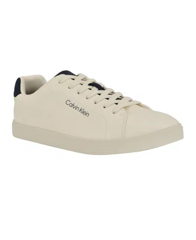 Calvin Klein Men's Ilano Casual Lace-up Sneakers In Ivory