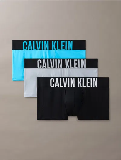 Calvin Klein Intense Power 3 Pack Briefs In Carnival Blue/black/misty Grey