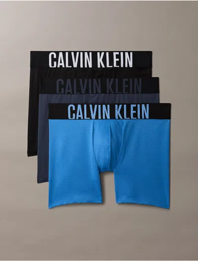 Calvin Klein Men's Intense Power Air 3-pack Boxer Brief In Black/ Poseidon Blue/ Speakeasy