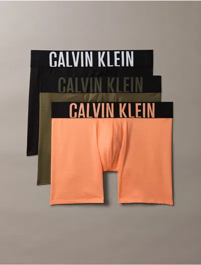Calvin Klein Men's Intense Power Air 3-pack Boxer Brief In Black/olive Night/orange Frosting