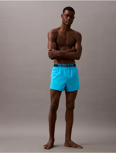 Calvin Klein Men's Intense Power Lounge Slim Woven Boxer In Carnival Blue