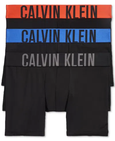 Calvin Klein Men's Intense Power Micro Boxer Briefs In Black Bodies W,dazzling Blue,grey Sky
