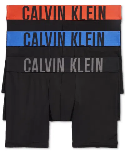 Calvin Klein Intense Power Logo Waistband Micro Boxer Briefs, Pack Of 3 In Black Bodies W,dazzling Blue,grey Sky