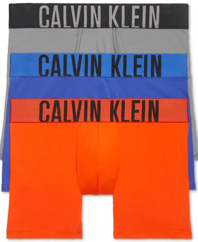 Calvin Klein Intense Power Logo Waistband Micro Boxer Briefs, Pack Of 3 In Dazzling Blue,grey Sky,cherry Kiss
