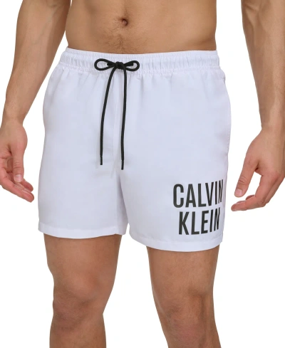 Calvin Klein Men's Intense Power Modern Euro 5" Swim Trunks In White