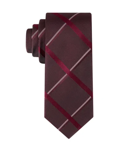 Calvin Klein Men's Isabella Grid Tie In Burgundy