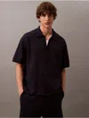 CALVIN KLEIN MEN'S JACQUARD MESH SWEATER POLO SHIRT