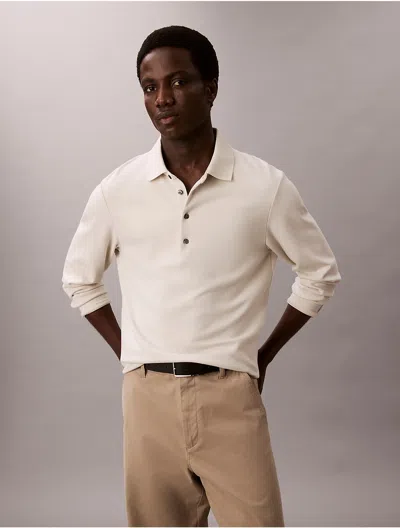 Calvin Klein Men's Jacquard Relaxed Polo Sweater In Gray