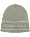 Calvin Klein Men's Jacquard Stripe Logo Beanie In Medium Grey