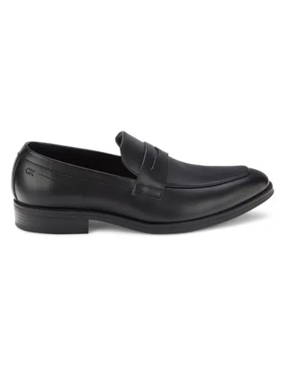 Calvin Klein Men's Jay Leather Penny Loafers In Black