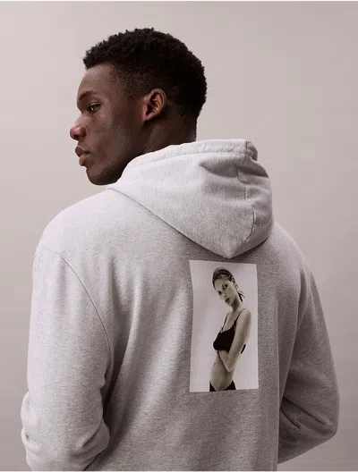 Calvin Klein Men's Kate Moss Fleece Graphic Hoodie In Gray