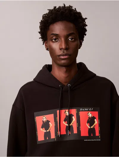 Calvin Klein Men's Kate Moss Fleece Graphic Relaxed Hoodie In Brown