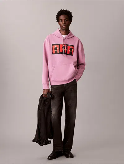 Calvin Klein Men's Kate Moss Fleece Graphic Relaxed Hoodie In Multi