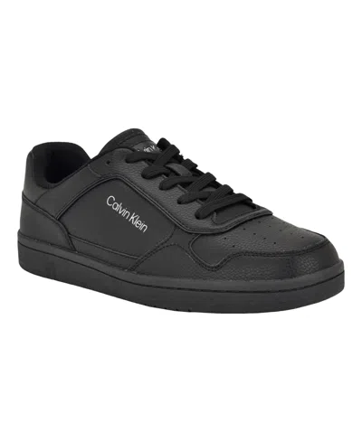 Calvin Klein Men's Landy Round Toe Lace Up Sneakers In Black