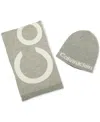 Calvin Klein Men's Large Logo Scarf & Beanie Set In Green