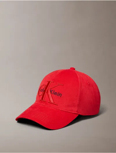 Calvin Klein Men's Layered Monogram Logo Graphic Baseball Cap In Red
