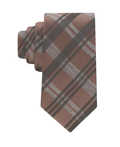 Calvin Klein Men's Layla Plaid Classic Tie In Brown
