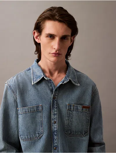 Calvin Klein Men's Lean Overshirt In Blue