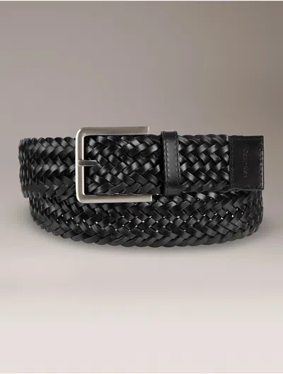 Calvin Klein Men's Leather Braided Belt In Black