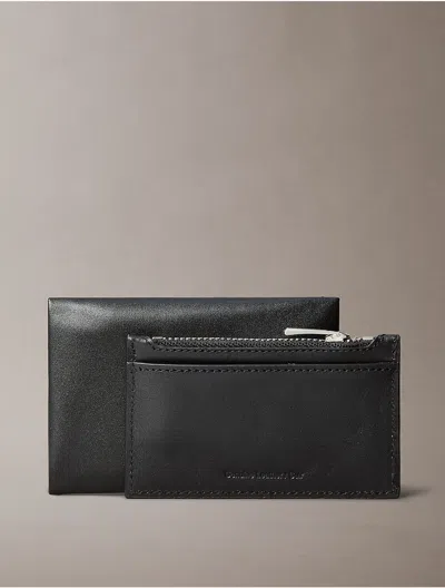 Calvin Klein Men's Leather Envelope Card Case In Black